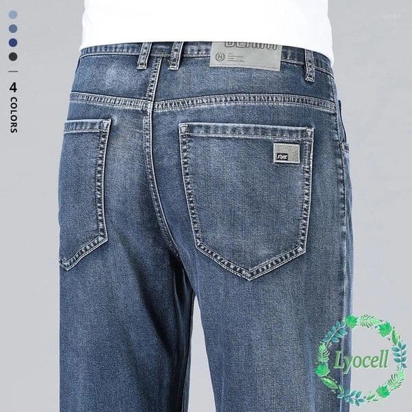 Men's Jeans 2026 Lyocell Summer High Waist Loose Straight Stretch Business Thin Casual Trousers Male Plus Size 40