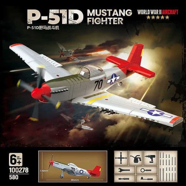 World War II Military Building Blocks WWII P-51D Mustang Fighter Aircraft Soldier Sets Airplane Model Dolls Brick Kids Toys GiftJ260507