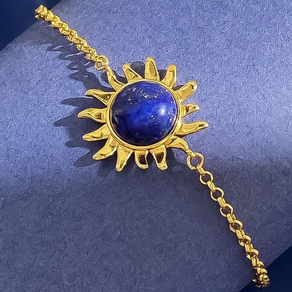 Bracelet Bracelet for Women 18K Gold Plated Bangle Lapis Sunflower Charm Bangles Luxury Jewlery Designer for Women Elegant Statement Gift