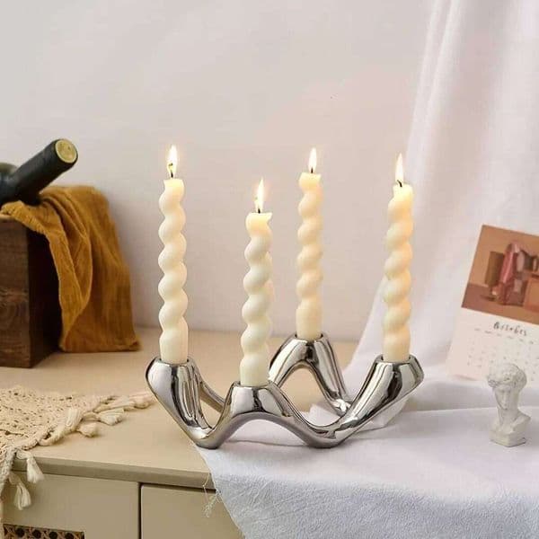 European Ceramic 4 Hole Candle Holder Elegant Tabletop Decor for Dining Room Bedroom Birthday Gift 26W0507