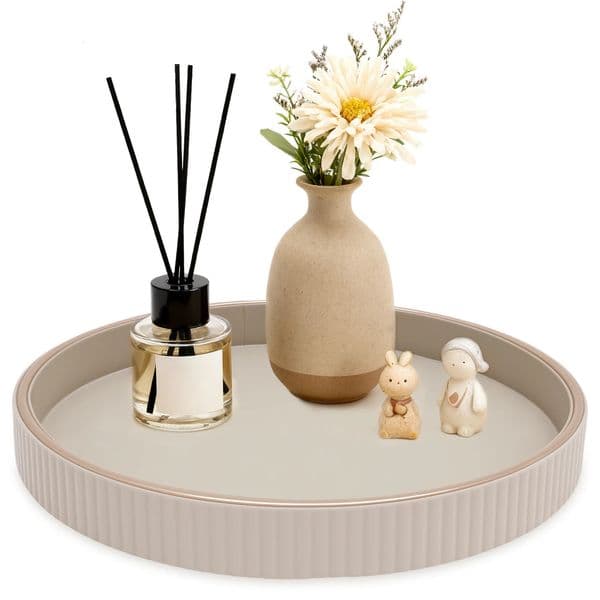 PU Leather Round Tray Countertop Organizer Coffee Table Decor for Candle Perfume Jewelry Decorative Serving Tray Home Decor 260507