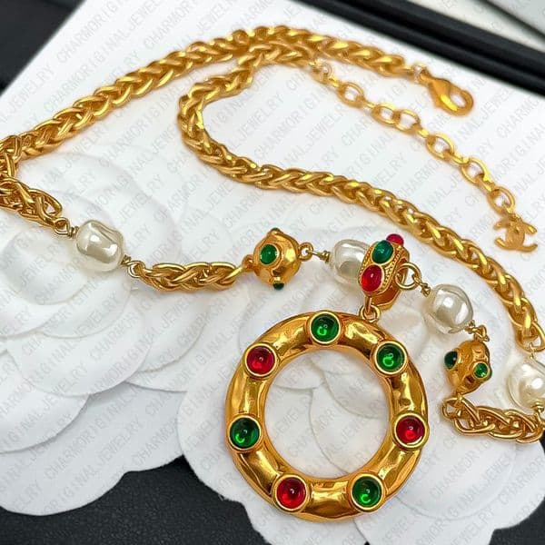 New Designer Necklace Designer Necklaces Chain Link Jewelry Jewellery Pendant Colorful Gemstone Gift Free Shipping Buy One Get One Free