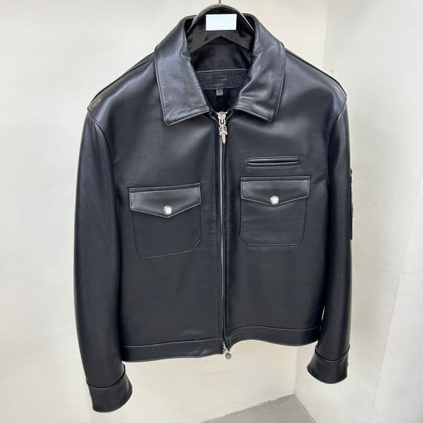 Men's plus size Luxury Style LW Genuine Leather Jacket, Unisex Genuine Leather Bomber Jacket , Embroidered Detail Loose Fit Streetwear Coat 12h41