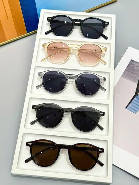 5Pcs Fashionable Round Frame Glasses Set with Rice Nail Decoration Multi-Color Matching Combination Set Fashionable Wear Decorat 260507
