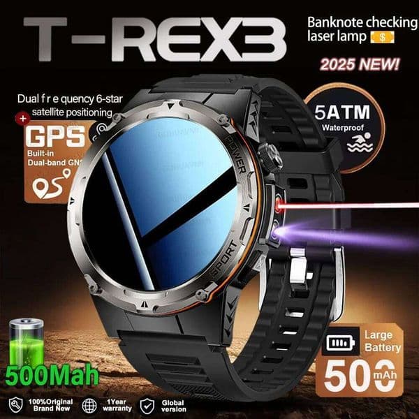 NEW Top Popular Outdoors GPS tracker Sports 500mAh NFC HD Call IP68 depth waterproof Smart Watch T-REX3 Men 26Y0507