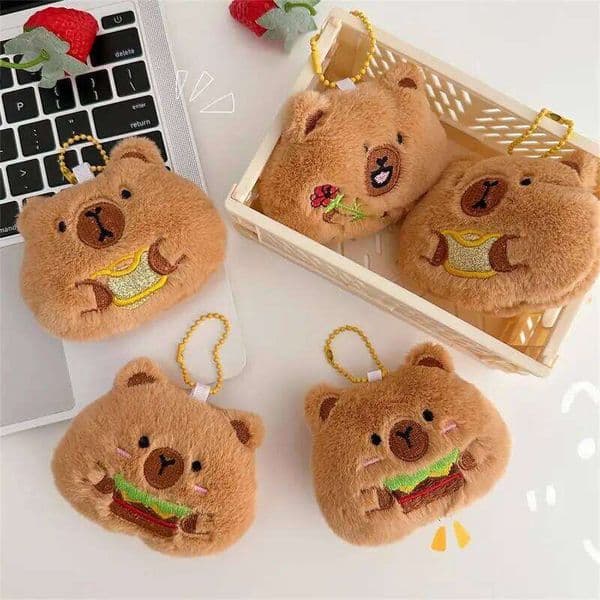 Cute Creative Squeaky Capybara Plush Doll Stuffed Toy Keychain Pendant Bag Hang Ornament Girly Backpack Charm Kids Birthday Gift 26H0508
