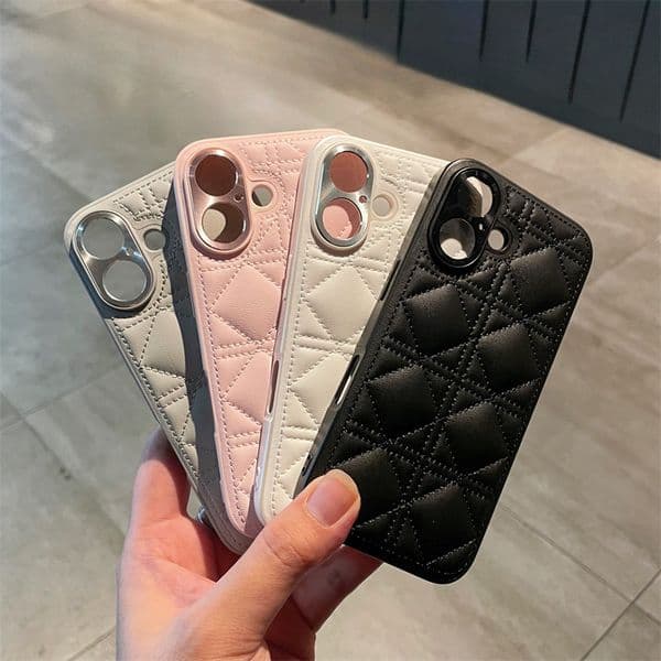 Small suitable 16PROMAX, diamond leather pattern protective case for Apple 15/14PRO
