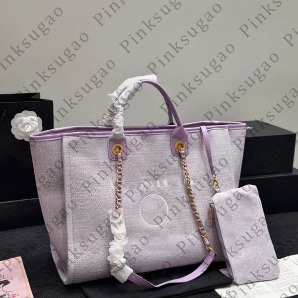 Women Canvas Tote Bag Laptop Bag Pouch Gold Chain Large Capacity Shoulder Bags Handbag for Work Travel Beach Casual Daily Use with Mini Purse 2pcs Set- Wxz260507165