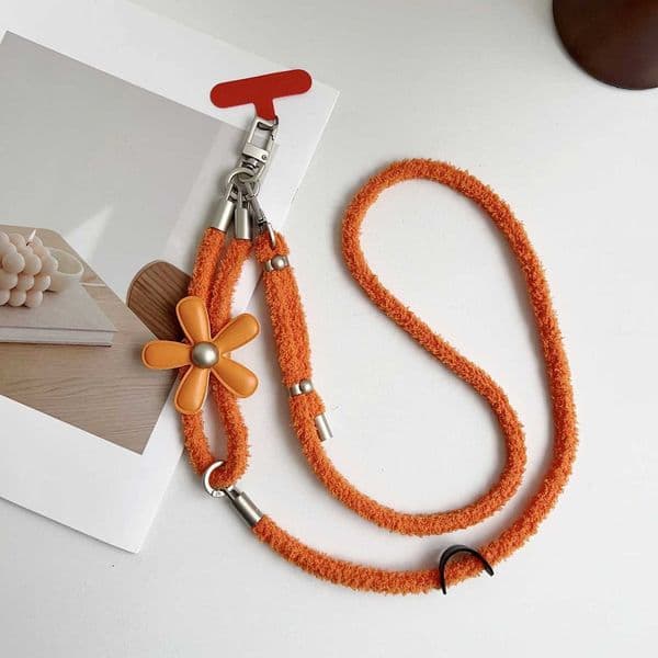 The Three-In-One 360 Rotating Winter Plush Phone Lanyard Can Be Adjusted For A Long Crossbody Strap And A Short Wrist Strap L260508