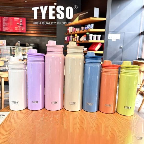 TYESO Stainless Steel Thermal Water Bottle Portable Tumbler Sport Vacuum Flask Keeps Cold and Heat Mug Car Insulated Cup 260508