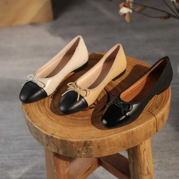 Design 100 Genuine Leather Round Toe Bow Ballet Flat Shoes Women Casual Shoes Zapatos Mujer Q260508
