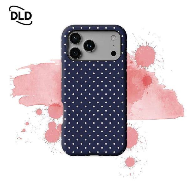 Navy Polka DotFor Magnetic Phone for IPhone 17 16 15 14 13 Pro Max Plus Single Double-layer Tough Case 26W0508