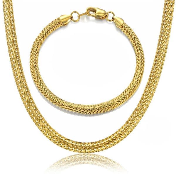 6MM Stainless Steel Snake Foxtail Chain Necklace Bracelet For Men Punk Long Neck Male Women Jewelry Sets Silver Color 260507