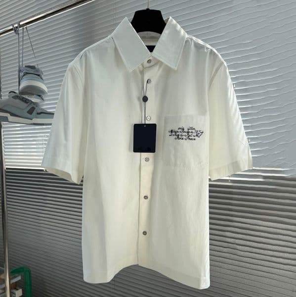 High quality designer men's shirt men's casual shirt pocket decoration letter embroidery craft versatile business casual shirt