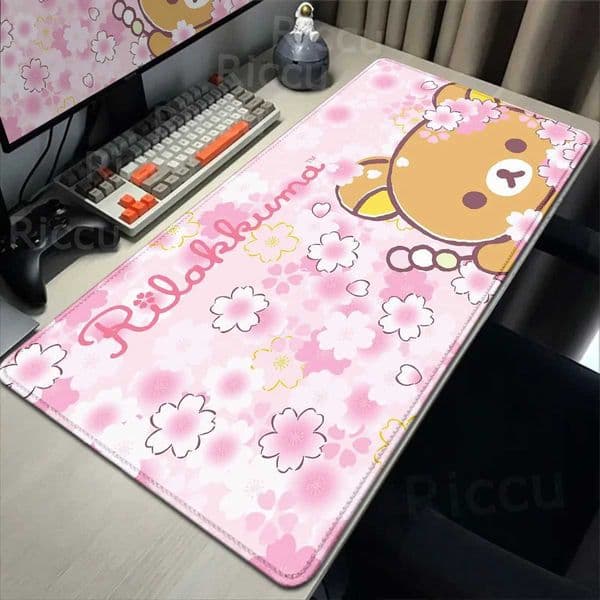 Kawaii Game Rubber Mat Cute Mousepad Non-slip Table Mat Anime Pink Rilakkuma Office Computer Accessories Speed Desktop Mouse PadT260508