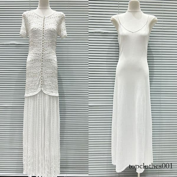 Business Casual Spring Summer 2026 New Beaded Slim Fit Pleated Old Money Dress with Slip Dress Two-Piece Set