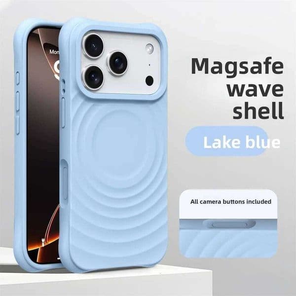 Offical Phone Case iPhone Air 17 16 15 14 Pro Max Water Ripple Silicone For Magsafe Wireless Charge Magnetic Soft Cover 26W0508