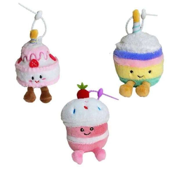 Cute Cake Plush Keychain Kawaii Dessert Doll Pendant Backpack Hanging Ornament Birthday Bag Decoration Accessory 26H0508