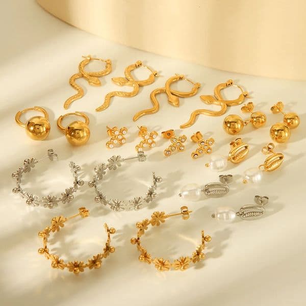 Fashionable versatile geometric stainless steel earrings vacuum gold plated fade-resistant light y ear jewelry 260507