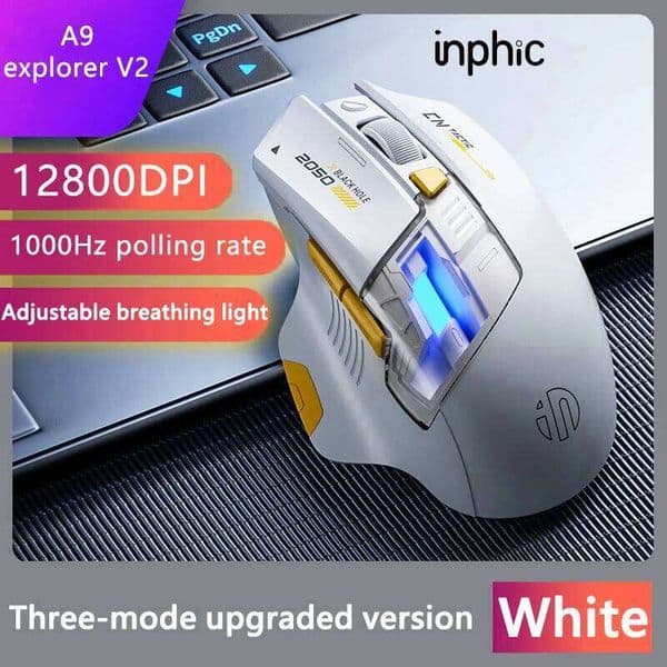 Inphic A9 Explorer V2 Wireless Gaming 500mA Battery Level Display Ergonomics BT Office Mouse For PC Laptop 26L0508
