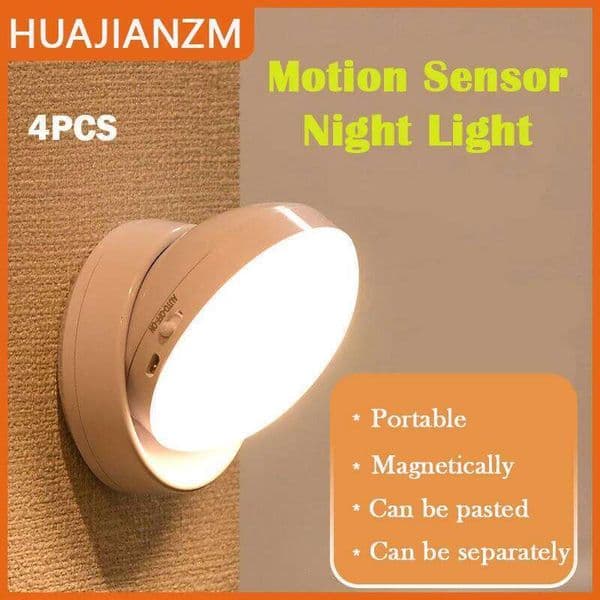 4PCS Night USB Motion Sensor Charging Round Energy-saving Led Lamp Bedroom Light Corridor Home Bathroom wall night lights S260507