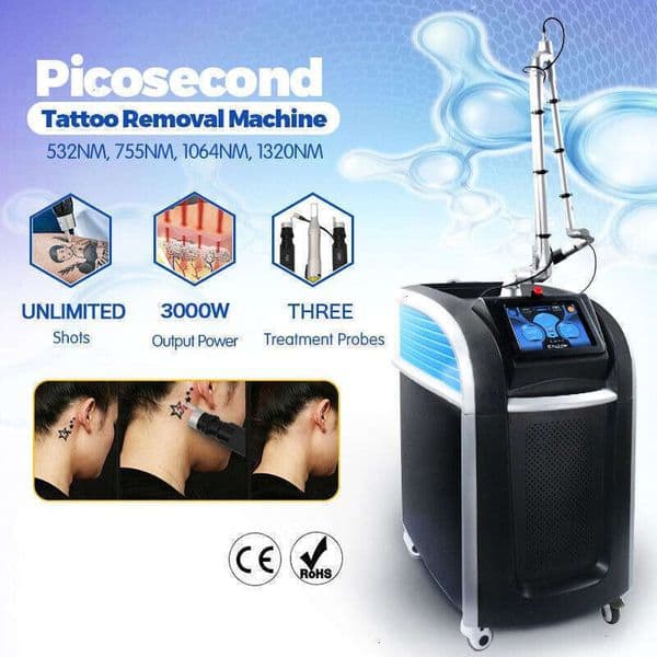 Upd Fast & Precise Non-Invasive Tattoo Removal Upgraded Power Picosecond Laser Q Switch Nd Yag Skin Resurfacing 4 Wavelength Vertical Tattoo Eyebrows Washing Device