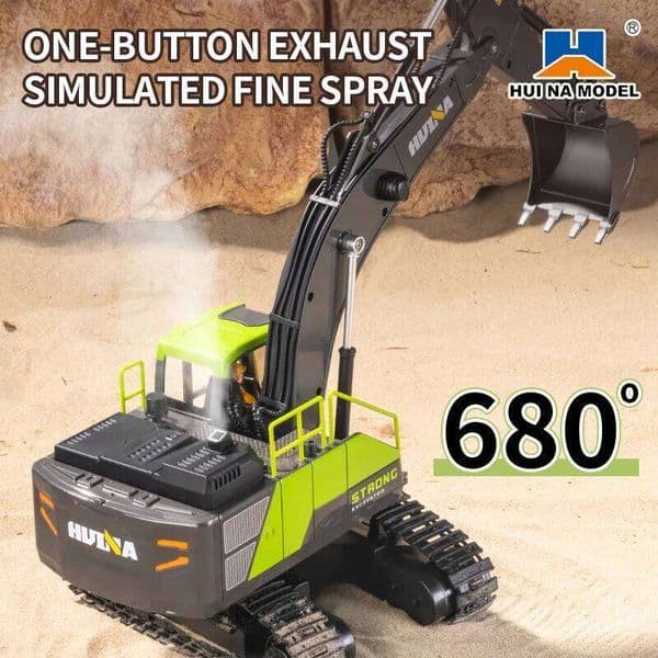 Huina 1661 339D 13-channel R/C Excavator 1/18 Remote Controlled Car Alloy Bucket Digging Smoking Truck Vehicles Model Boys Gifts 26H0507
