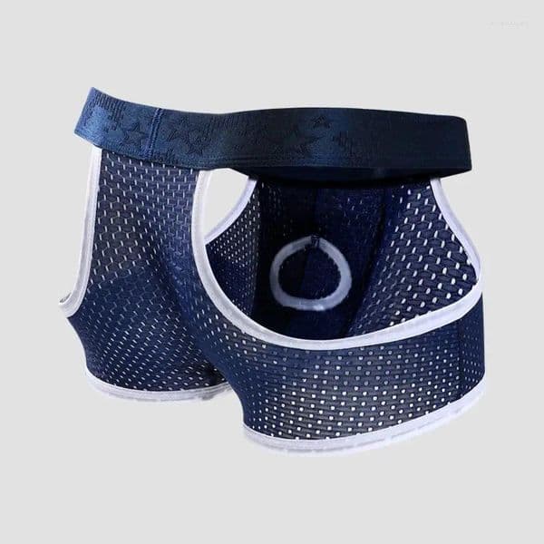 Underpants Men's Ice Silk Split Underwear Four Corners Breathable Mesh Summer Thin Boys Sports Boxer Shorts Head