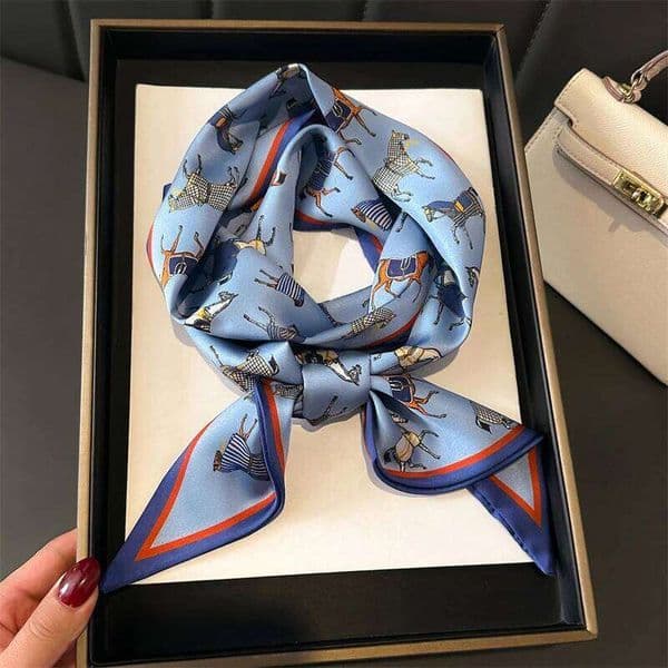 Luxry Horse Design Silk Handbag Handle Wrap Bag Women Girls Head Hair Wrist Ribbon Scarf 26W0508