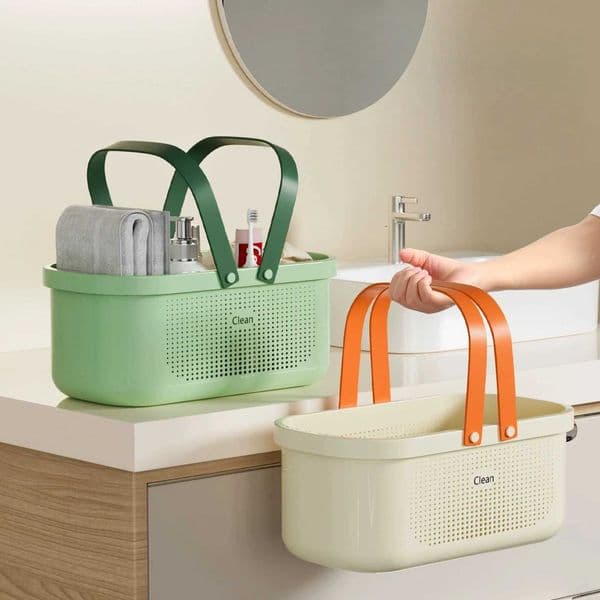 Plastic Storage Basket with Handle Portable Shower Caddy Tote Organizer Basket Bin for Bathro Kitchen Dorm Ro BedroJ260508