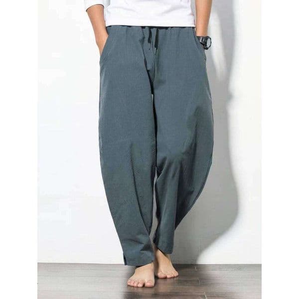 Linen Jogger Pants Men Baggy Casual Trousers Male Walking Wide leg Loose Cotton Sweatpants Chinese Summer New 26Y0508