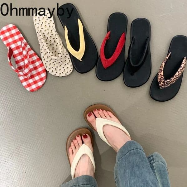 Summer Floral Clip Toe Women Slippers Concise Soft Sole Flats Shoes Outdoor Non Slip On Beach Vacation Slides Shoes 260508