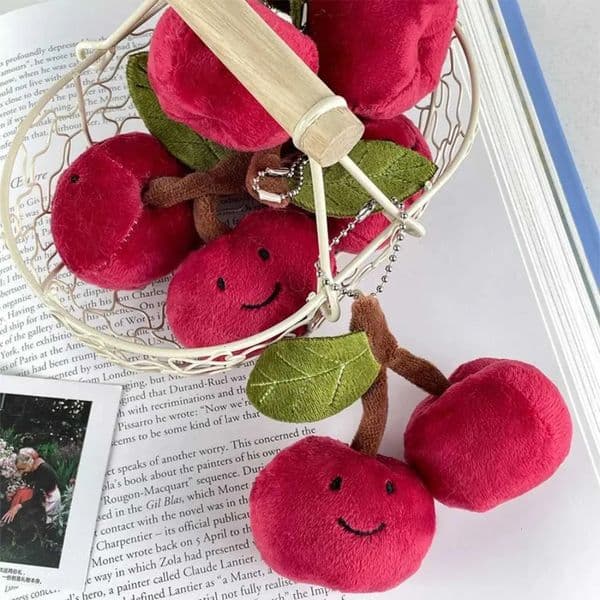 1 Game And Toy Kawaii Keychain Cartoon Funny Cherry Cute Plush Stuffed Toy Pendant Backpack Hanging Keyring Ornament Bag Decoration Accessories Gif