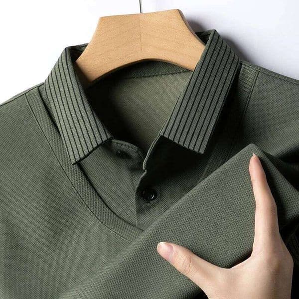 2025 New Men's Casual and Fashionable Long Sleeved Solid Color Fake Two-piece Polo Shirt Business All Season Versatile Top 26W0508