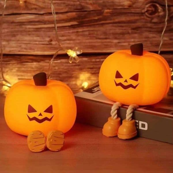 Silicone Halloween Night USB Charging Adjustable Brightness LED Pumpkin Timing Soft Desktop Light Kids S260507