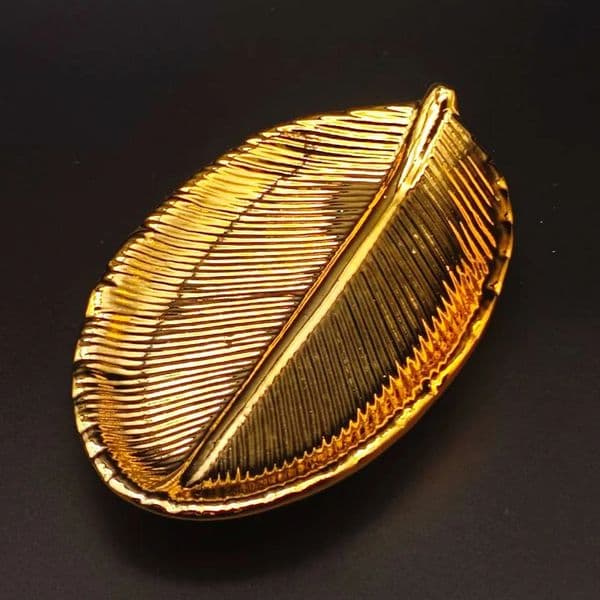 Metal color Ceramic jewelry tray golden leaf n soap candle dish tray jewelry storage table home decoration 260507