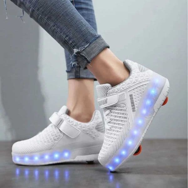 Kids Led Sneakers USB Charging Luminous Shoes Outdoor Sport Roller Skates Children Two Wheels Boys Girls Casual Glowing Shoes L260508