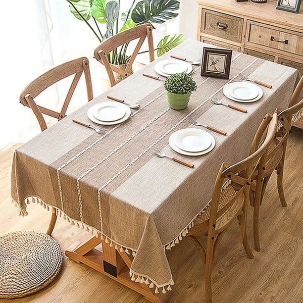 Battilo Linen Tablecloth Rectangular Tables Cloth With Tassel Waterproof Coffee Desks Cover for Dining Table Wedding Decor 260506