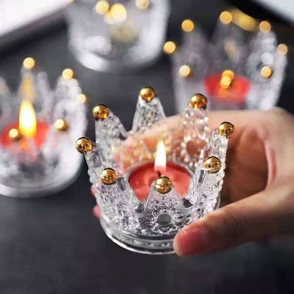Glass Crystal Crown Candle Holders Home Decor Wedding Decoration Accessories Candlesticks For Candelabro Centerpiece Vintage 26Y0508