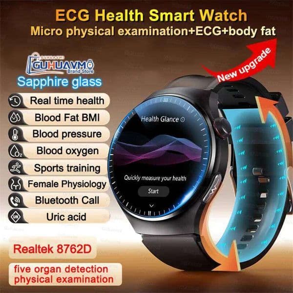 New Smart Watch For Men Health ECG+HRV Blood Oxygen Uric Acid Fitness Sport Tracker Watches body fat Sleep Call Smartwatch 26Y0507