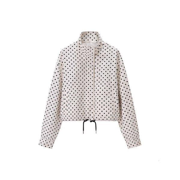 Spring and Autumn American Retro Polka Dot Print Casual Sports Jacket with Mid-Waist Slimming Shorts Women's Set