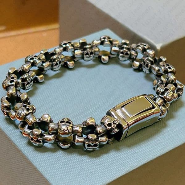 Bracelet Designer Bracelet Bangle Luxury Jewelry Sterling Silver Skull Bracelet Chunky Bracelet Punk Style Cuban Link Bracelet Free Shipping Buy One Get One Free