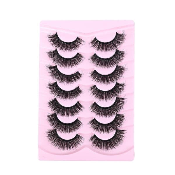 Thick Fluffy False Eyelashes Natural Look, 7 Pairs 3D Faux Mink Lashes Full Strip Easy to Apply, Hand Made Reusable Volume Eyelash Extensions Comfortable to Wear