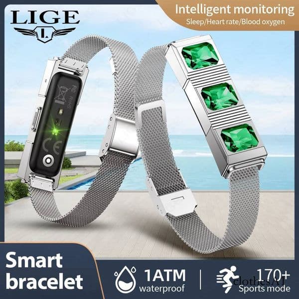 Fashion Rhinestone Bracelet Health Tracker Sleep Heart Rate Monitor Sport Band Smart Watch 1ATM Waterproof For Android IOS