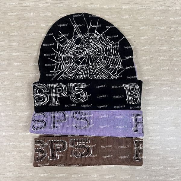 spider beanie Spider web knitted hat Fashion Rhinestone Spiderweb Knit Beanie Y2K Bling Rhinestone Knit Beanie Hip-hop Style Winter Warm Hat for Men Women