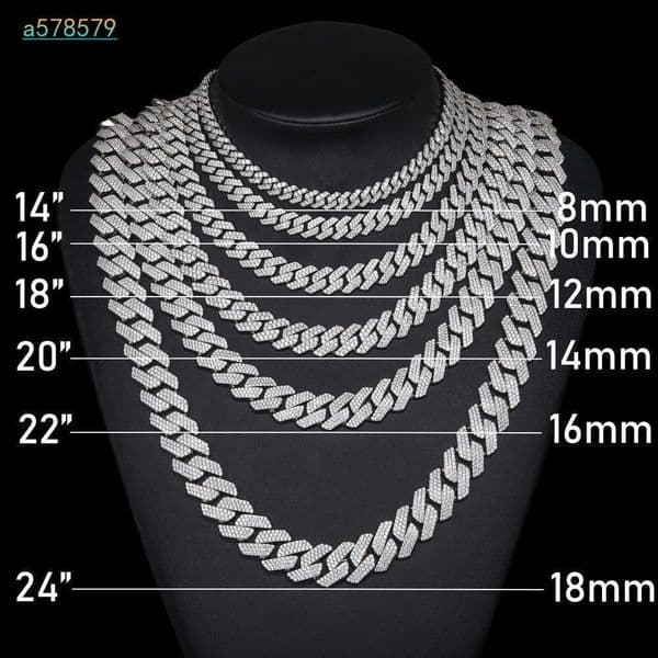 High Quality Cubana Hip Hop Jewelry 12mm 14mm Sterling Sier VVS Moissanite Diamond Iced Out Cuban Link Chain Necklace For Men