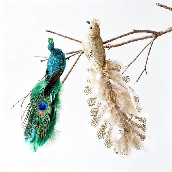 Christmas Decorations, Artificial Peacock Feather Bird Branch Ornaments, Home Party Layout Decor Props