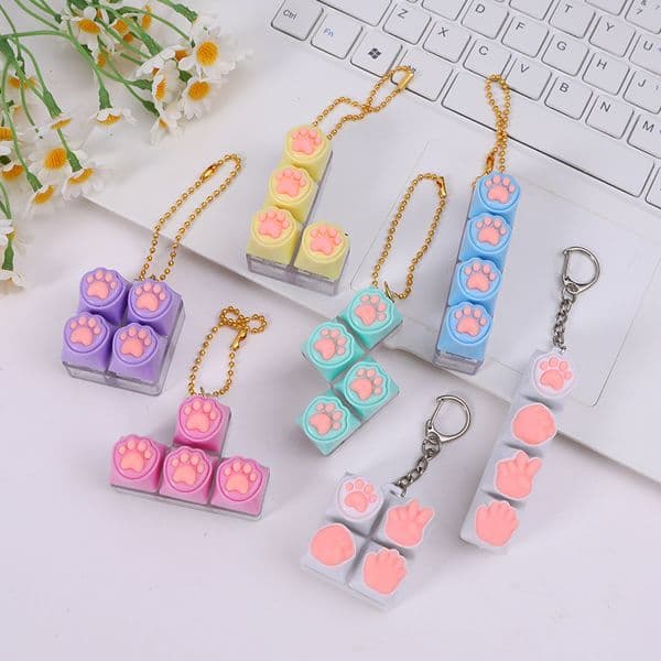Cat Paw Keycap Mechanical Keyboard Soft Silicone Keychain Stress Relief Button Stress Relief Gift Creative