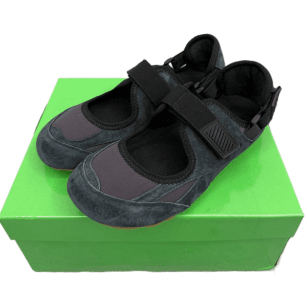 Designer womens sandals Mary Jane shoes suede nylon shoe upper rubber sole casual flat trainers black size 35-44