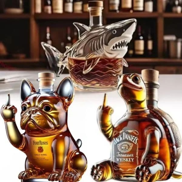 Funny Shark Whiskey Bottle Middle Finger Turtle Whiskey Glass Decanter Home Decor Animal Wine Bottle Statue Collection Toy 260508